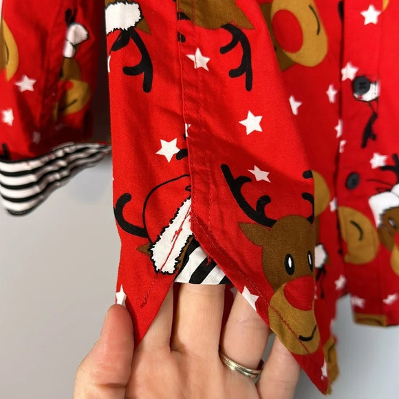 Denim & Flower Ricky Singh Reindeer Button Down Long Sleeve Boys Size 4 - Picture 7 of 10
